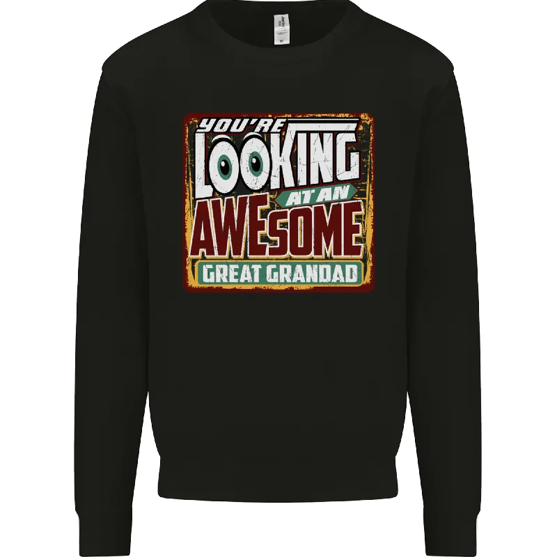 An Awesome Great Grandad Mens Sweatshirt JumperHoodie with Hem Raw Edge Edgy Unfinished