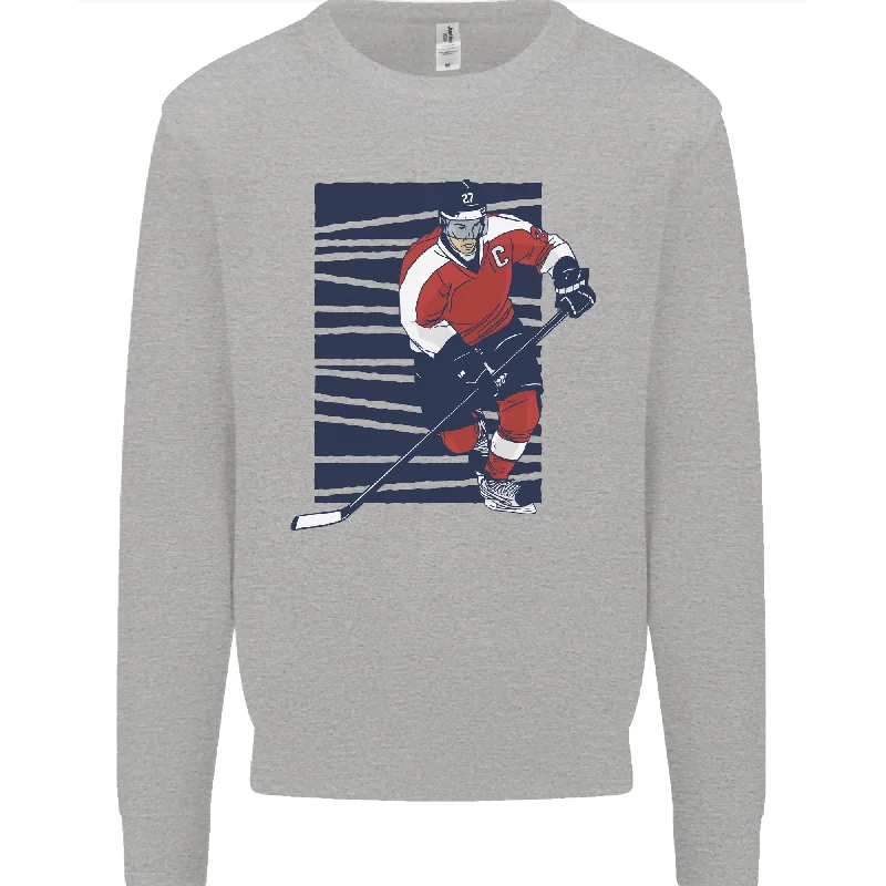 An Ice Hockey Player Mens Sweatshirt JumperHoodie with Ribbed Cuffs Snug Fit Comfort