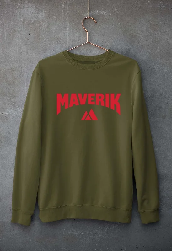 Maverik Unisex Sweatshirt for Men/WomenHoodie with Hem Embroidery Detailed Premium