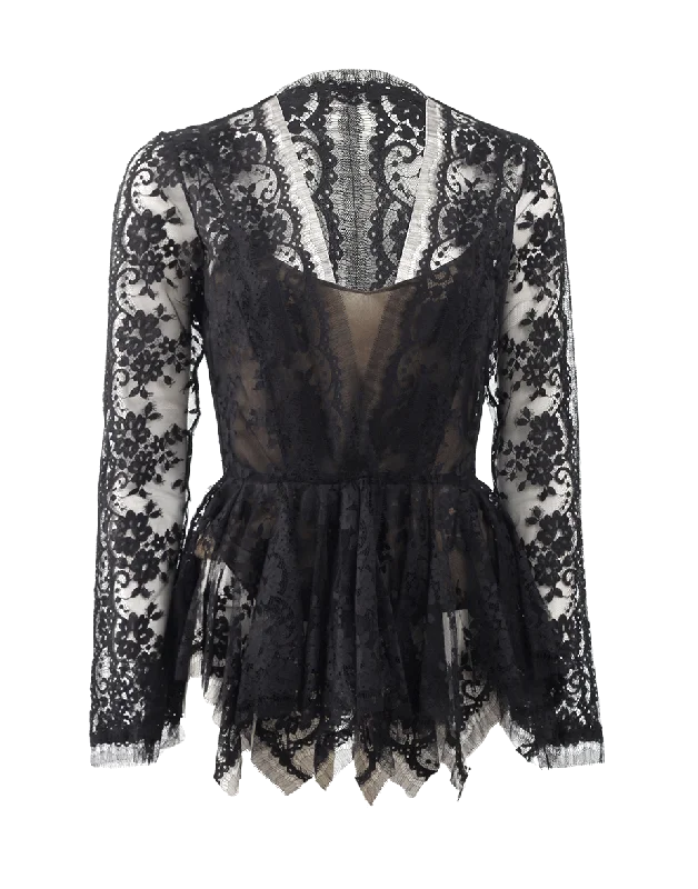 Black Lace Blouse Jacket V-Neck Jacket Boat Neck Jacket Square Neck Jacket