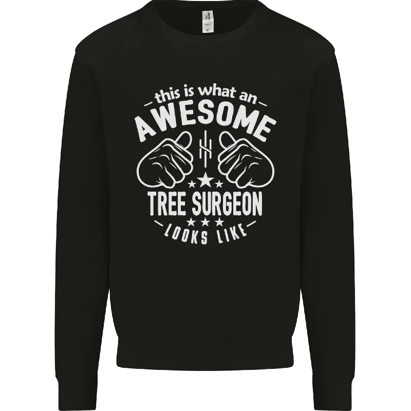 An Awesome Tree Surgeon Looks Like Mens Sweatshirt JumperHoodie with Mock Neck Collared Structured