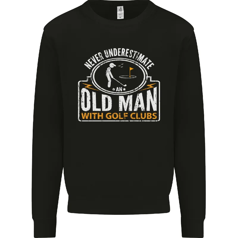 An Old Man With Golf Clubs Funny Golfing Mens Sweatshirt JumperHoodie with Monochrome Minimalist Simple