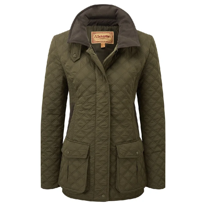 Lilymere Quilt Jacket - Olive Belted Jacket Elasticated Jacket Padded Jacket