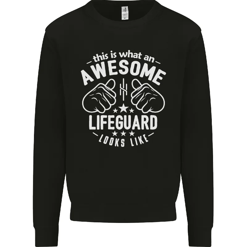 An Awesome Lifeguard Looks Like Mens Sweatshirt JumperHoodie with Fur Luxurious Winter