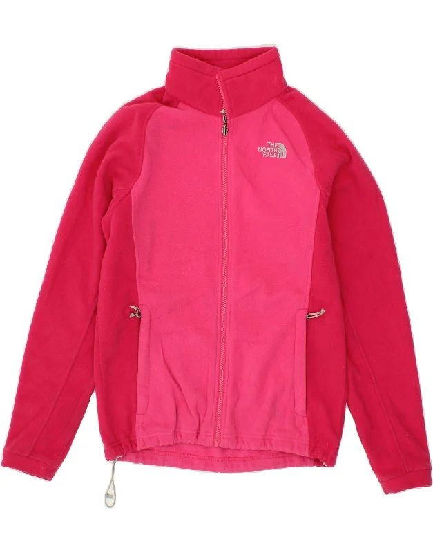 THE NORTH FACE Womens Fleece Jacket UK 14 Medium Pink Colourblock Faux Fur Jacket Real Fur Jacket Shearling Jacket