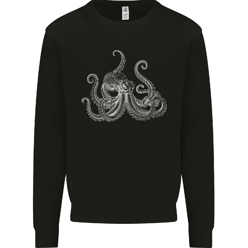 An Octopus Scuba Diver Deep Sea Diving Mens Sweatshirt JumperHoodie with Lace Feminine Delicate