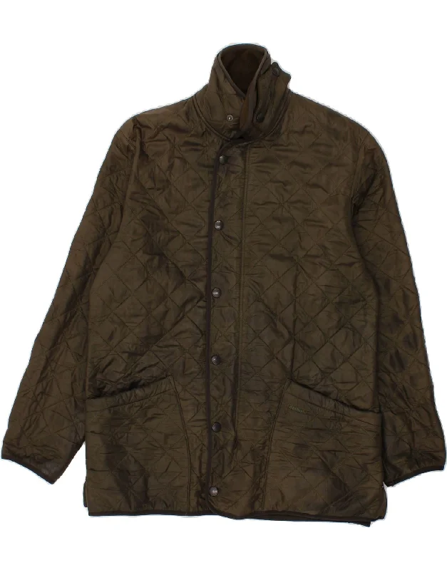 BARBOUR Mens Quilted Jacket UK 38 Medium Khaki Polyamide Fitted Jacket Loose Jacket Oversized Jacket