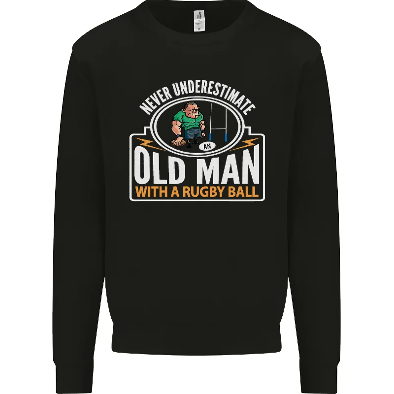 An Old Man With a Rugby Ball Player Funny Mens Sweatshirt JumperHoodie with Color Block Contrast Stylish