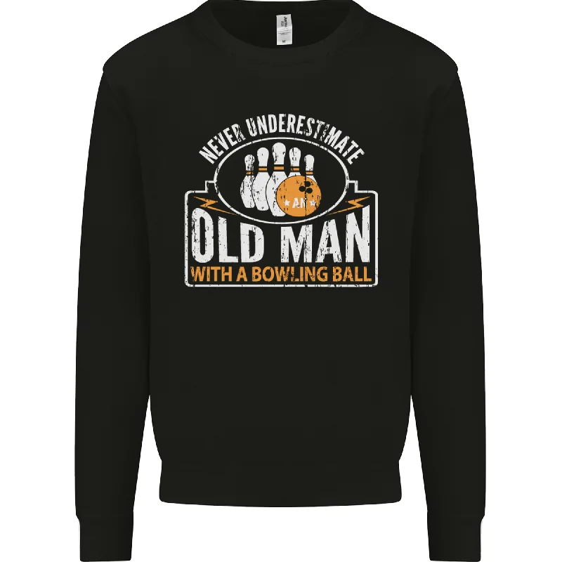 An Old Man With a Bowling Ball 10 Pin Mens Sweatshirt JumperHoodie with Half-Zip Sporty Casual