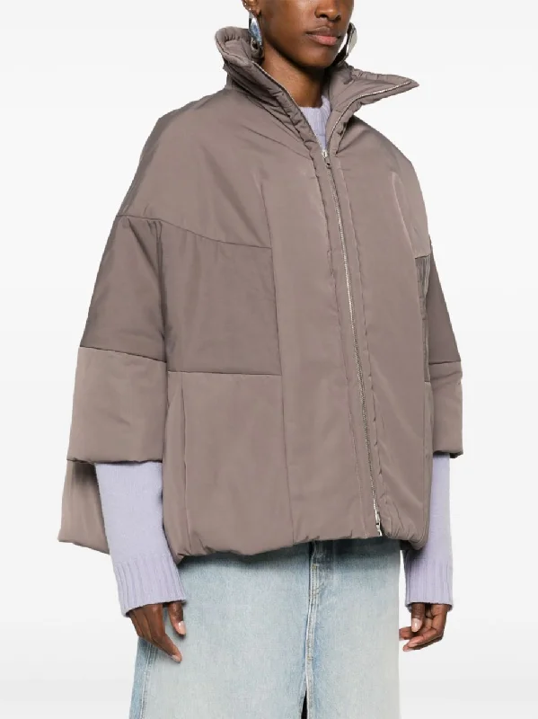 DRIES VAN NOTEN - Women Drop Shoulder Funnel Jacket Fleece Jacket Down Jacket Feather Jacket