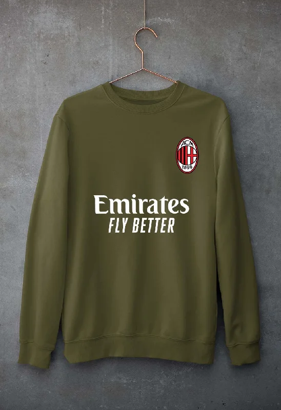 A.C. Milan 2021-22 Unisex Sweatshirt for Men/WomenHoodie with Set-In Sleeves Structured Classic