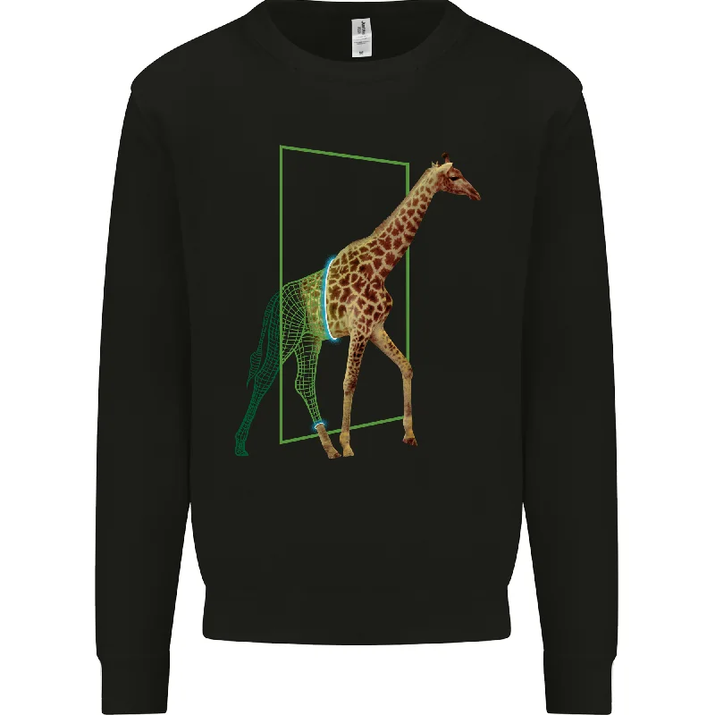 An Obscure Giraffe Design Mens Sweatshirt JumperHoodie with Color Block Contrast Stylish