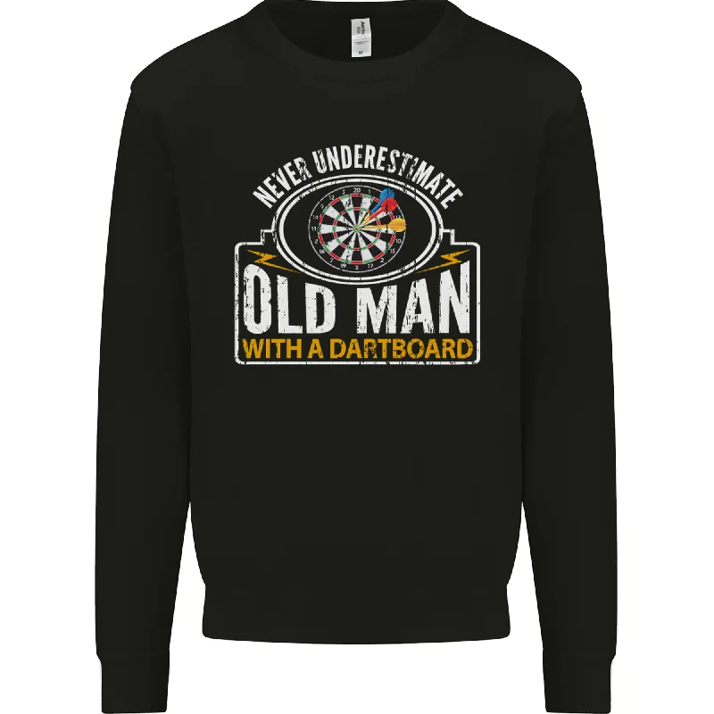 An Old Man With a Dart Board Funny Player Mens Sweatshirt JumperHoodie with Hem Contrast Bold Stylish