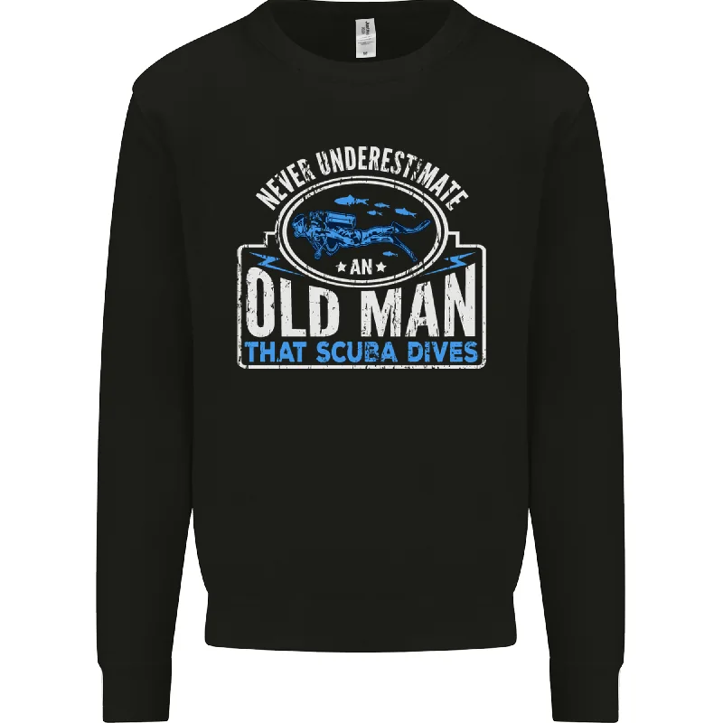 An Old Man That Scuba Dives Diver Diving Mens Sweatshirt JumperHoodie with Bell Sleeves Flared Feminine