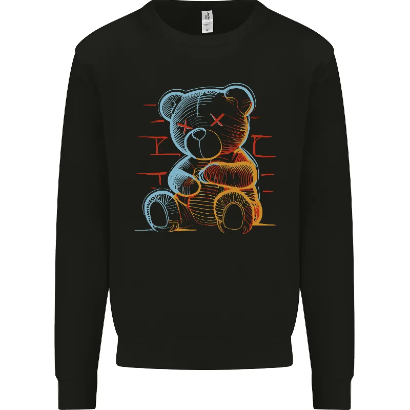 An Urban Teddy Bear Mens Sweatshirt JumperHoodie with Side Slits Relaxed Casual