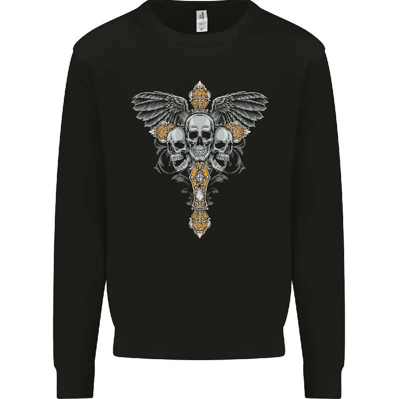 An Ornate Moth Skull Mens Sweatshirt JumperHoodie with Set-In Sleeves Structured Classic