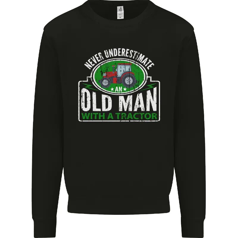 An Old Man With a Tractor Farmer Funny Mens Sweatshirt JumperHoodie with Sequins Glamorous Eye-catching