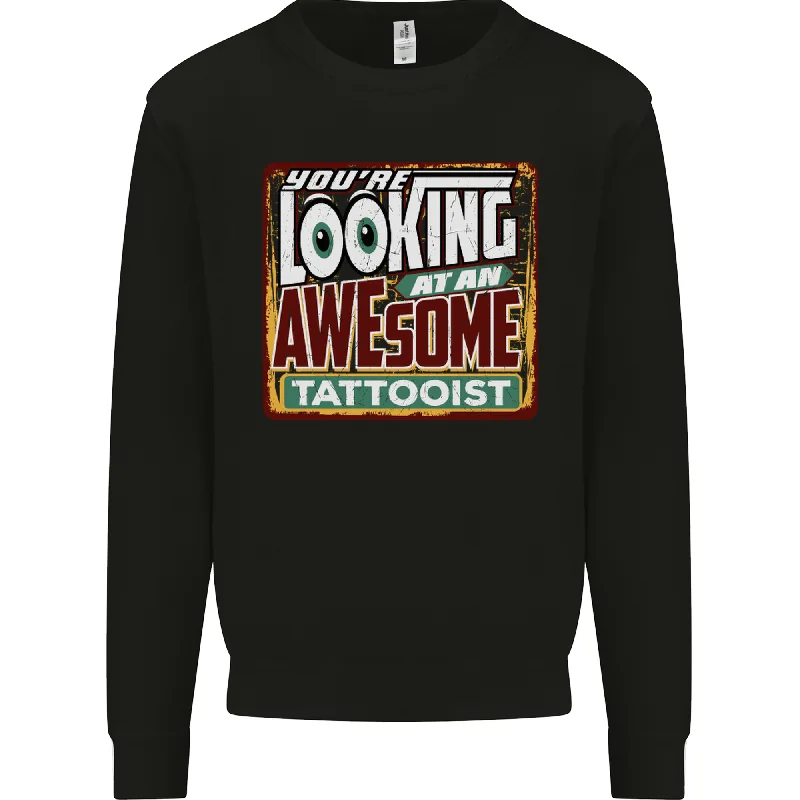 An Awesome Tattooist Mens Sweatshirt JumperHoodie with Neon Bright Vibrant