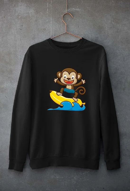 Monkey Banana Unisex Sweatshirt for Men/WomenHoodie with Raw Hem Edgy Unfinished