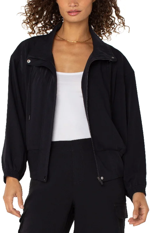 ZIP UP DOLMAN JACKET Notch Collar Peter Pan Collar Cowl Neck