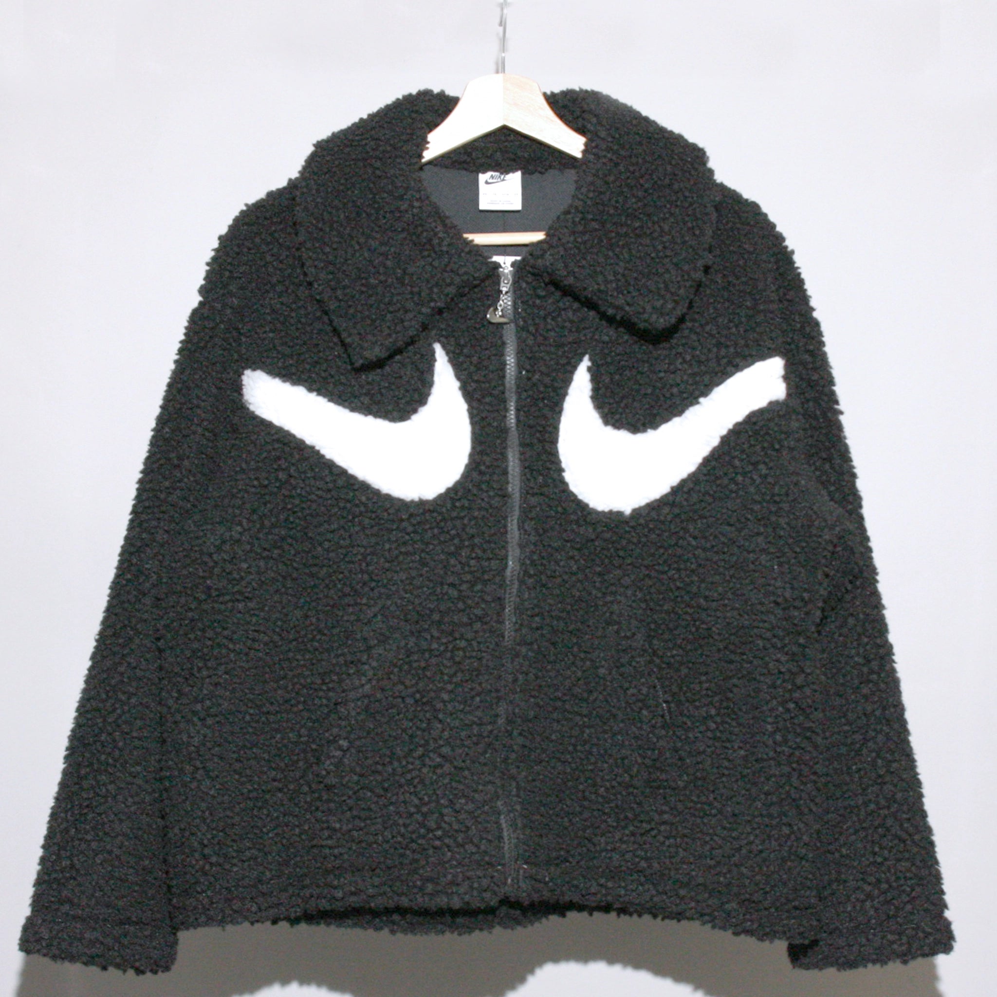 NIKE Womens Sportswear Swoosh Sherpa Oversized Jacket Cotton Fabric Linen Fabric Terry Fabric