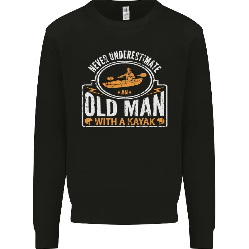 An Old Man With a Kayak Kayaking Funny Mens Sweatshirt JumperHoodie with Embroidery Detailed Premium