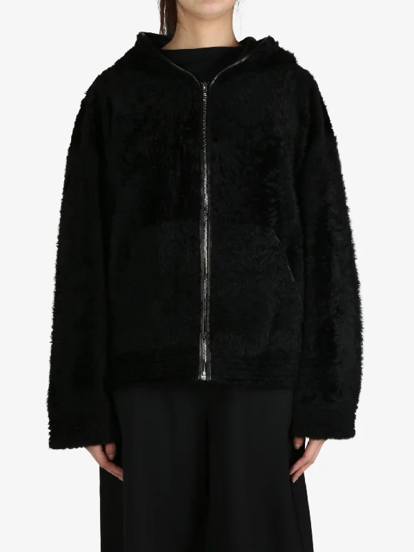 ATELIER NEW YORK - Unisex Shearling Hooded Jacket Satin Jacket Silk Jacket Chiffon Jacket