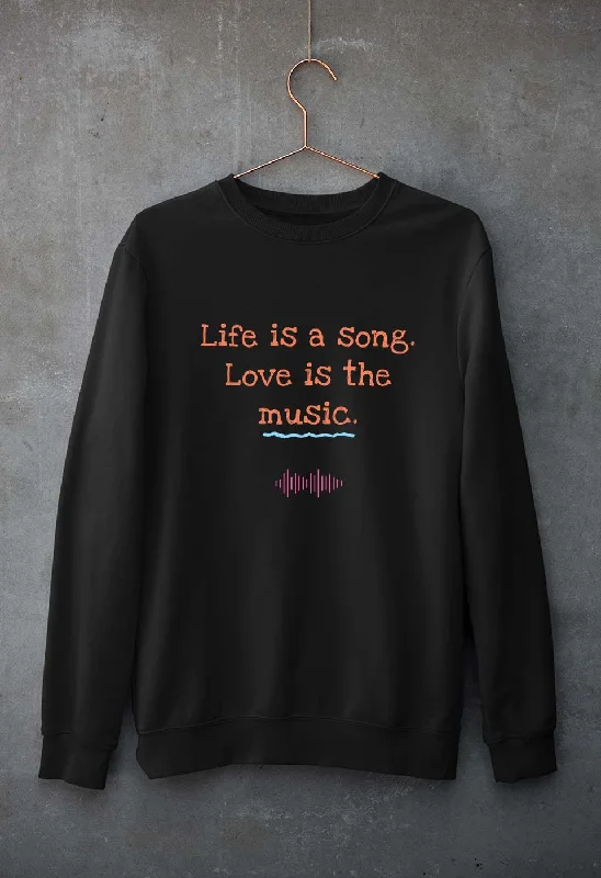 Love Music Unisex Sweatshirt for Men/WomenHoodie with Stripes Bold Sporty