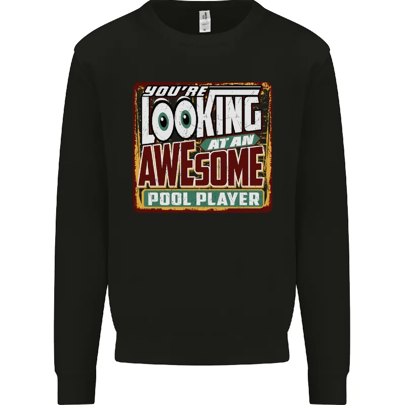 An Awesome Pool Player Mens Sweatshirt JumperHoodie with Cuffed Sleeves Snug Secure