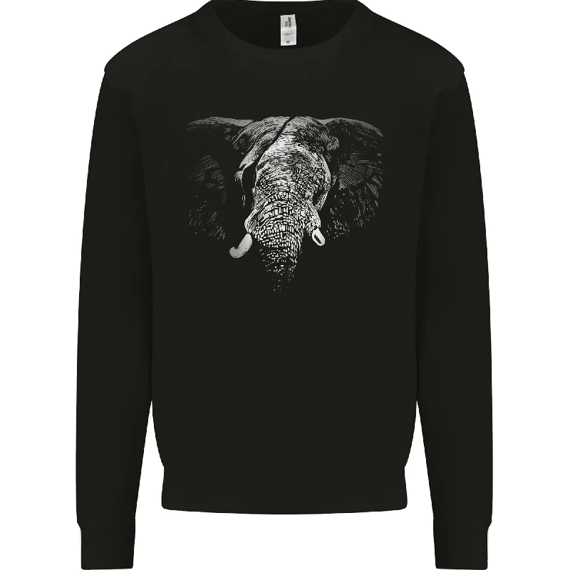 An Elephant With an Eyepatch Mens Sweatshirt JumperHoodie with Hem Contrast Bold Stylish