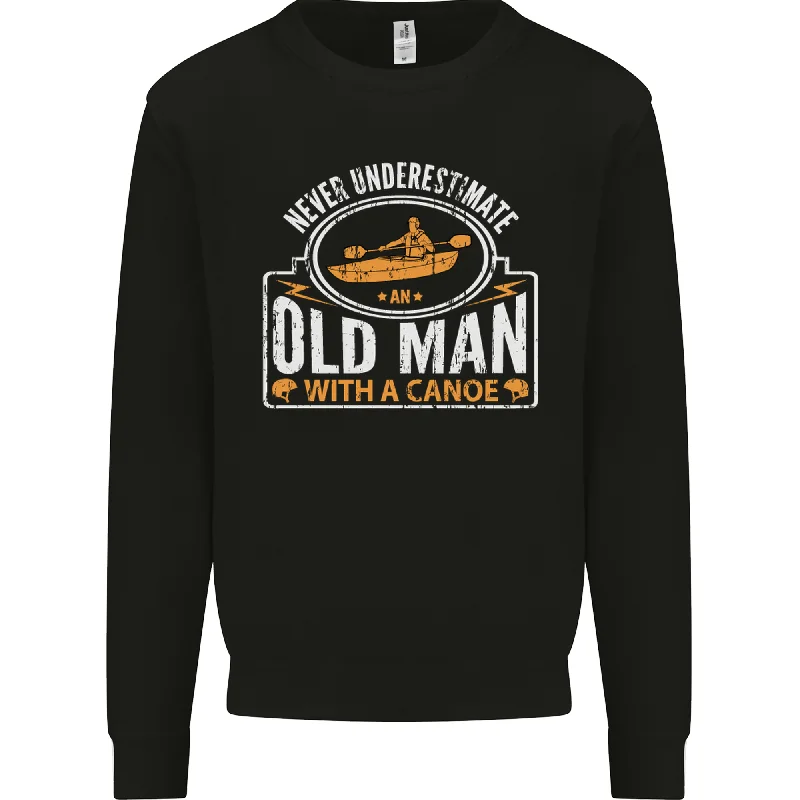 An Old Man With a Canoe Canoeing Funny Mens Sweatshirt JumperHoodie with Drawstring Waist Adjustable Fitted