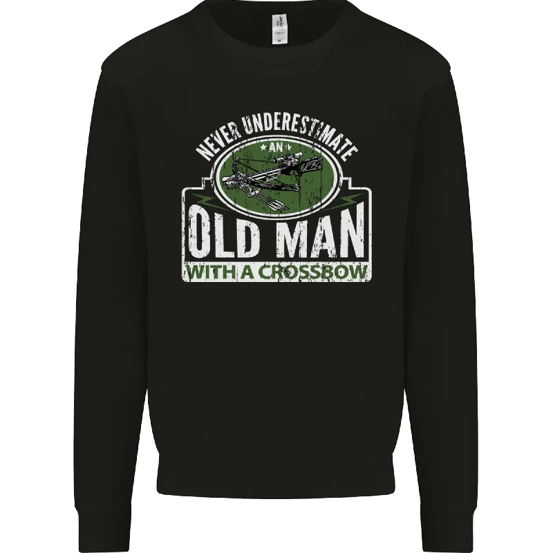 An Old Man With a Crossbow Funny Mens Sweatshirt JumperHoodie with Hem Fringe Bohemian Relaxed