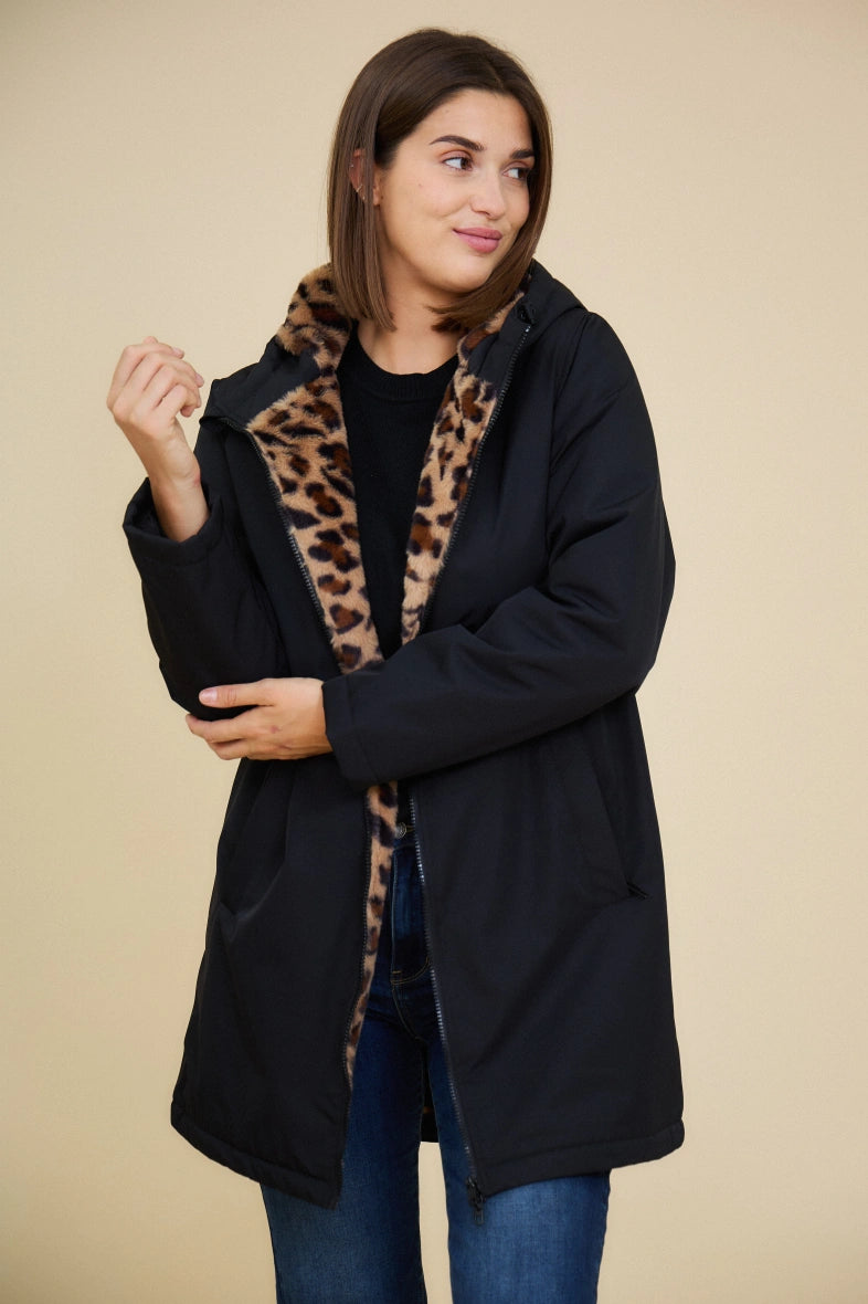 Leopard Lined Rain Coat Trench Raincoat Windbreaker