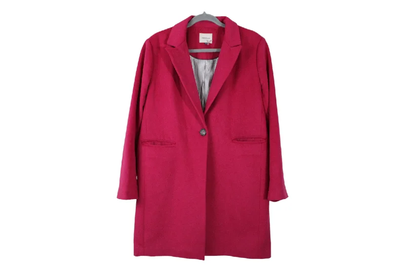 Court & Rowe Fusia Pink Wool Coat | L Hooded Caped Scarf