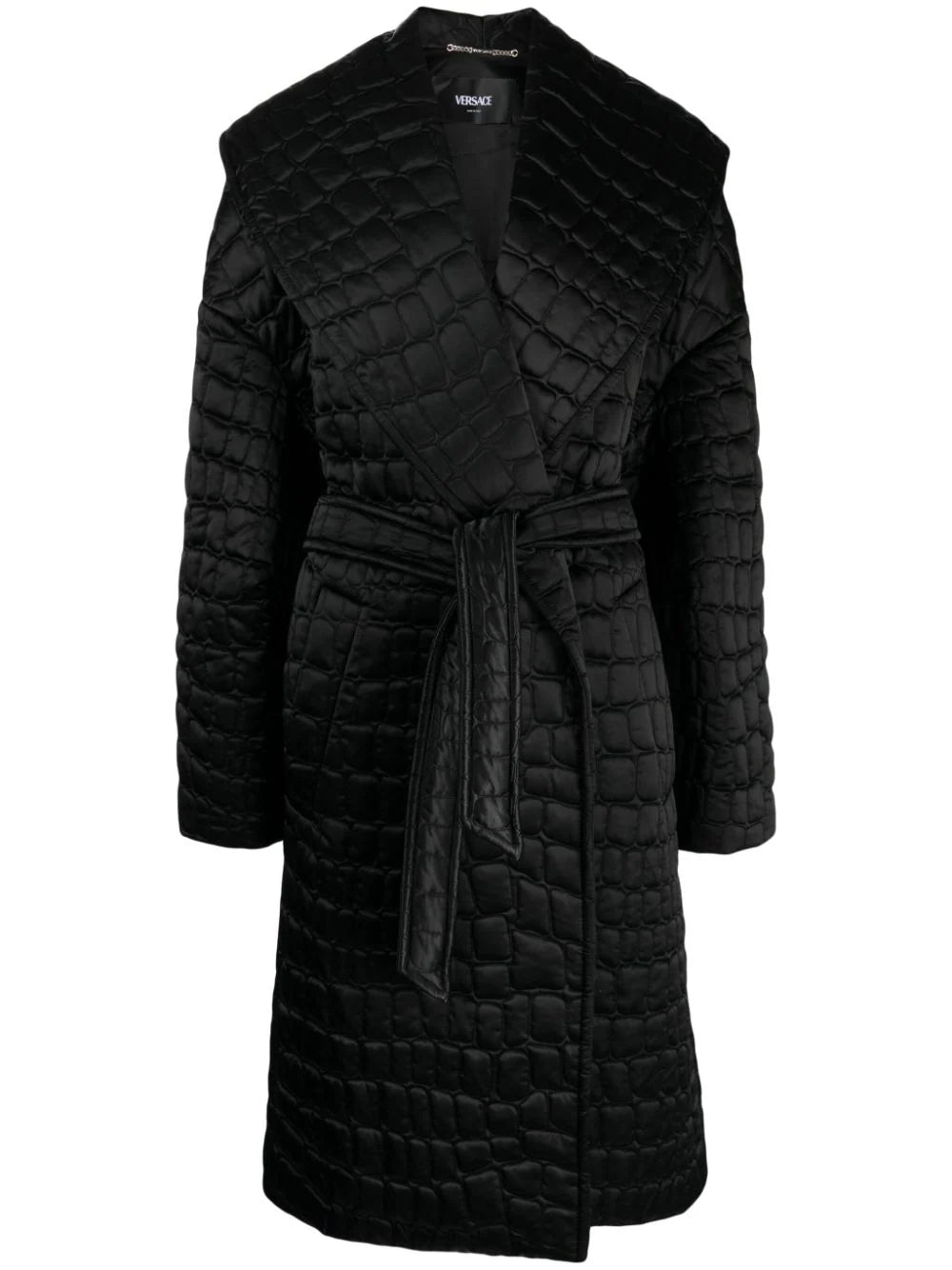 Versace Croc-pattern Quilted Coat Parka Anorak Hoodie