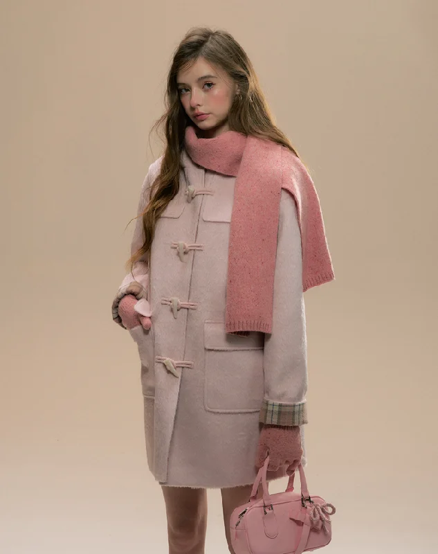 Wool blend duffle coat with check lining design SUN0092 Trench Wool Cashmere