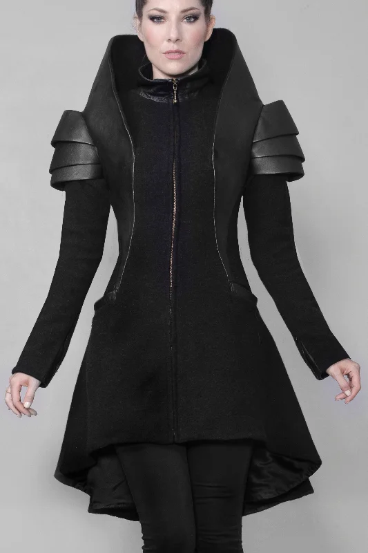 Paladin Coat Peter Pan Collar Cowl Neck Turtleneck