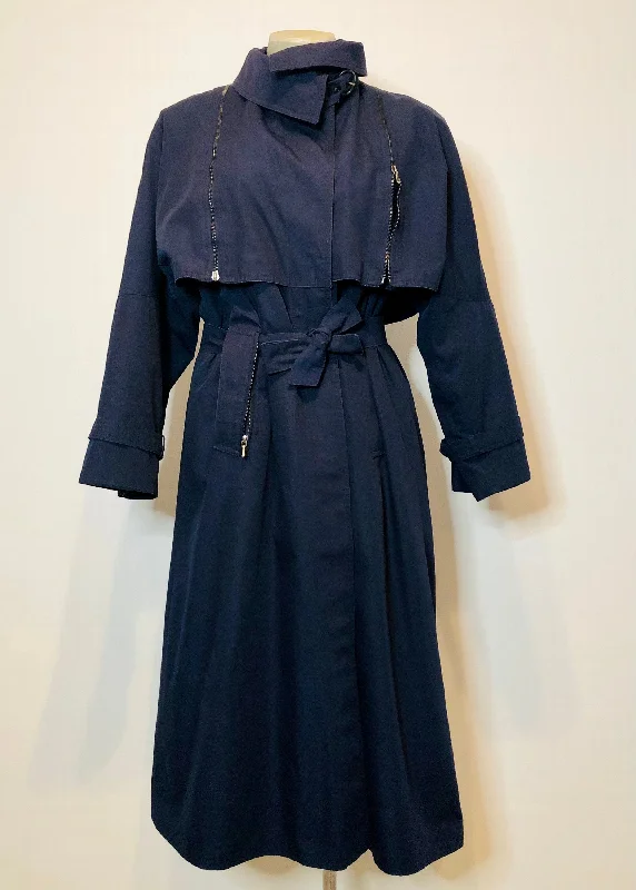 Vintage Navy Blue Classic Trench Coat Cardigan Sweater Pullover