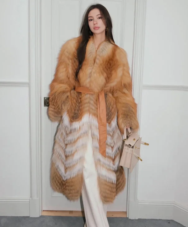 Women's Amber Waves Fox Fur Coat Knit Woven Fleece