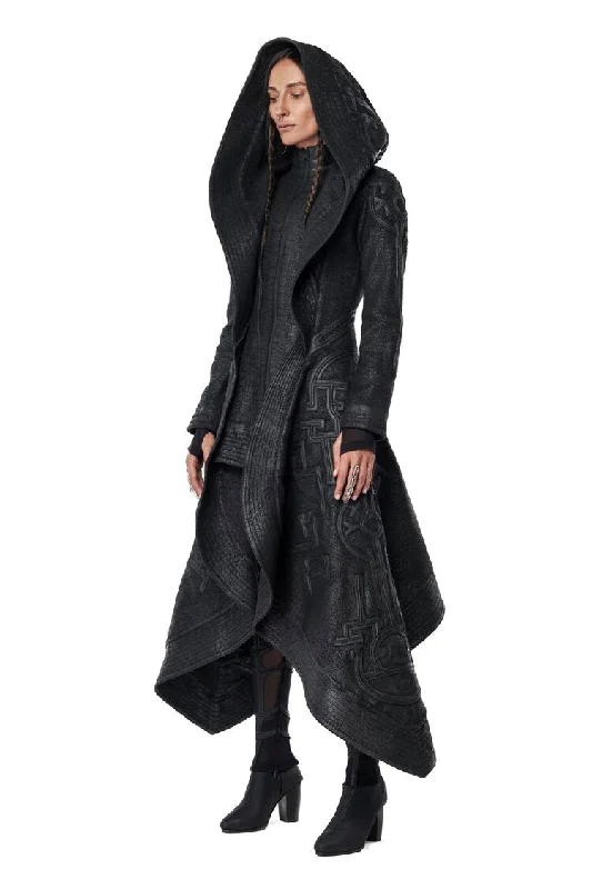 NASRANI WOMEN'S HOODED LONG COAT Parka Down Jacket Wool Coat