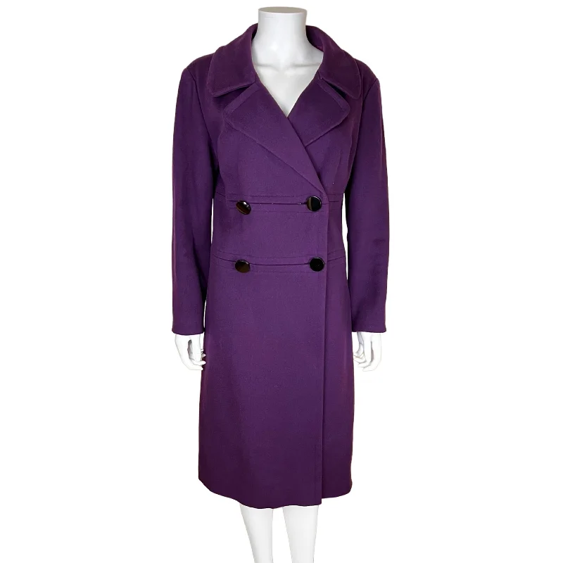 Vintage 1960s Purple Wool Coat Jackie O Era Size M Raincoat Turtleneck Coat Wrap Coat