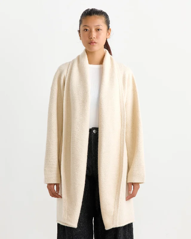 Taper Coat in Raw White Boat Shawl Notched