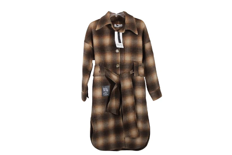 NEW Quaint Wool Brown Plaid Coat | 32 Sleeveless Short Sleeve Long Sleeve