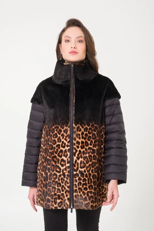 Leopard Patterned Fur Coat Stole Shawl Scarf