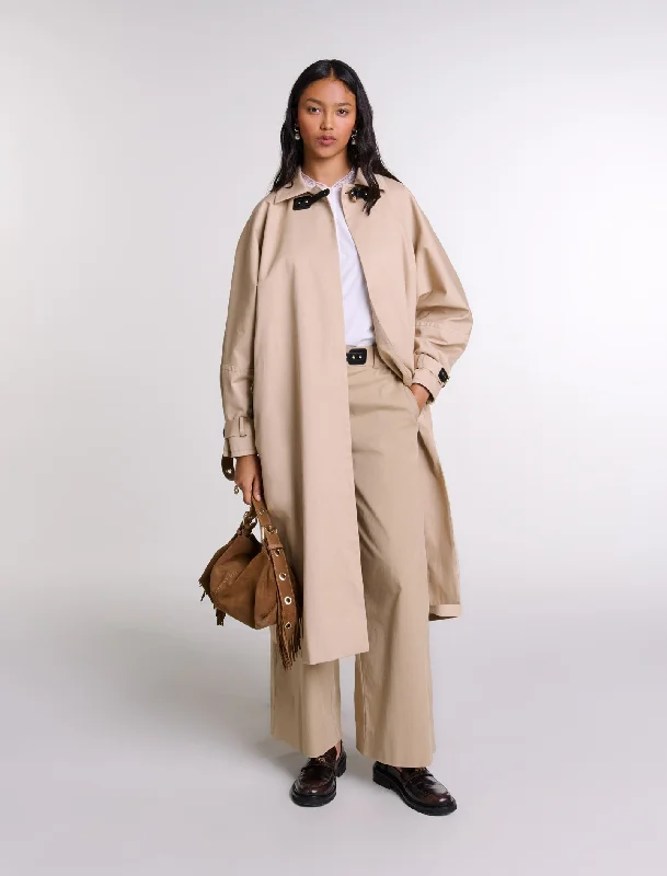 Long trench coat Front Pockets Side Pockets Patch Pockets