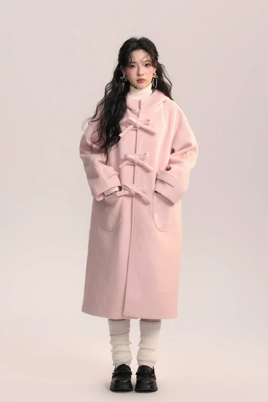 First Love Pink Bow Woolen Coat AOO0041 Sleeveless Short Sleeve Long Sleeve