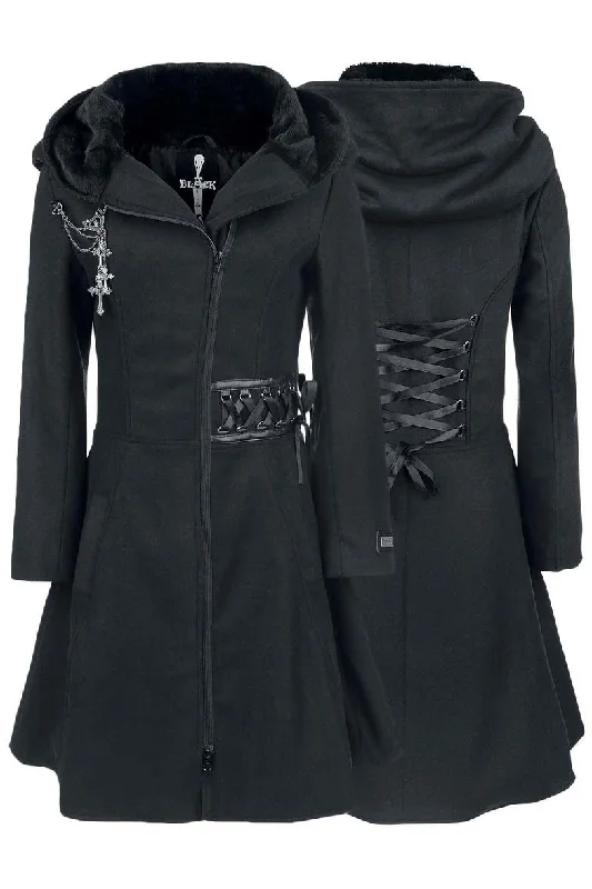 Poizen Alchemy Black Tears Coat Cuffed Rolled Raglan