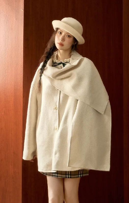 Scarf Mid-length Double-sided Woolen Cape Coat SHI0027 A-Line Ball Gown Mermaid