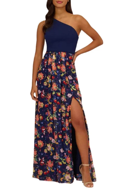 Adrianna Papell AP1E210586 - One Shoulder Floral A-Line Evening Dress Tunics Luxurious premium