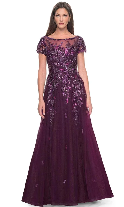 La Femme 31712 - Floral Lace Applique A-line Evening Dress Tunics Chic elegant